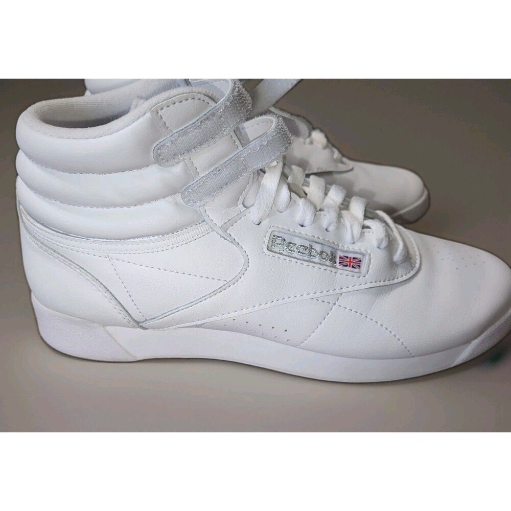 Size 8.5 - Reebok Freestyle High White Silver W